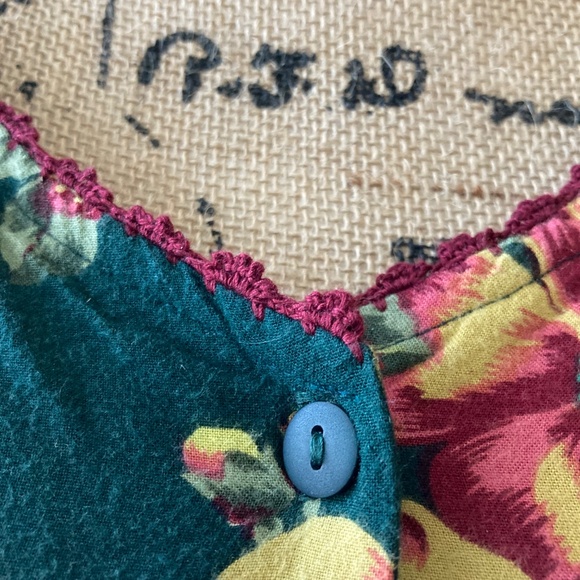 April Cornell Floral Sikkem Maxi Dress Forest Green flowers Sz M-L - Picture 4 of 9